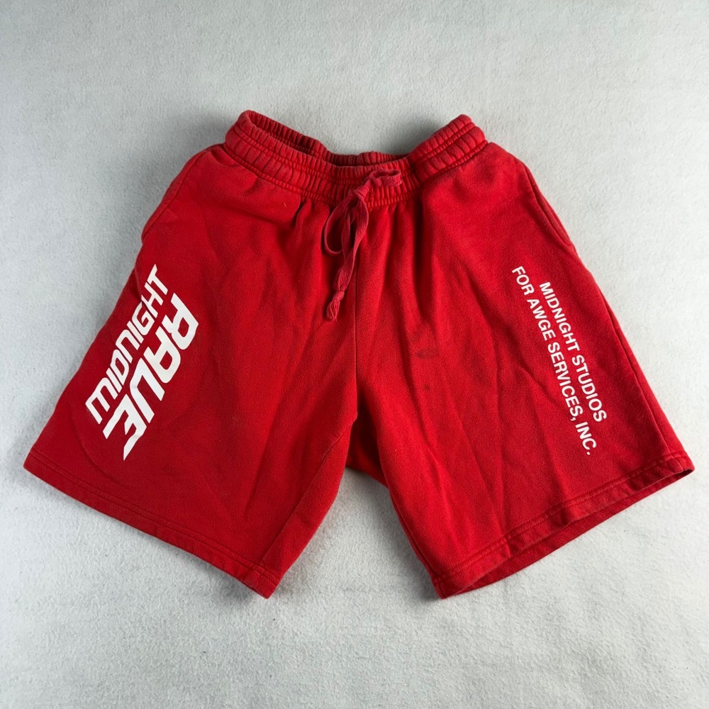 Midnight Studios AWGE Services Inc Rave Red Sweat Shorts Mens Graphic Streetwear